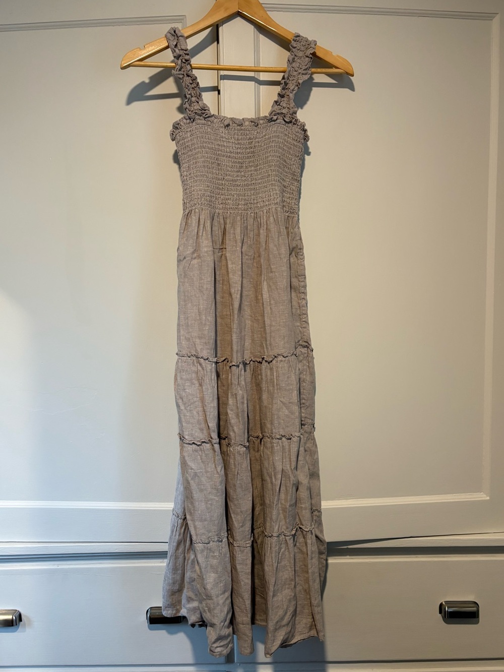 Quince Sleeveless Beige Linen Maxi Dress